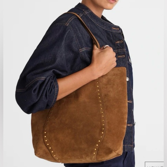 Madewell Suede Studded Tote Bag - Chestnut Brown NWT - Picture 6 of 7